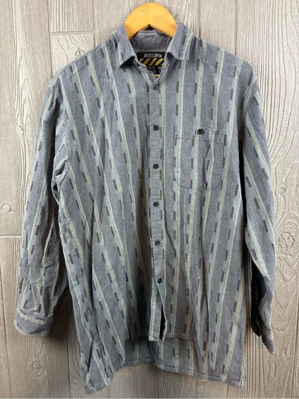 VTG Big Rock Canyon Men’s M Striped Button Down Shirt Flannel Fall Winter